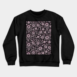 Beautiful Paisley Floral Pattern - Shades of Light Pink on Navy Blue Crewneck Sweatshirt